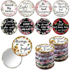 Kristiešu mini spogulis, kristiešu dāvanas, ziedu Bībeles vārsmas, mini kompaktais spogulis, reliģiskie Raksti, dāvanas, iedvesmojošs portatīvais spogulis sievietēm, kolēģiem, baznīcai, ballīšu dāvanas,