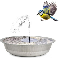 Saules strūklakas komplekts āra lietošanai, XXL 50 cm, cinka bļoda, peldošā saules strūklaka un dekoratīvā bļoda kā āra dārza strūklaka, āra ūdens atrakcija kā balkona, putnu vanna, dārza putnu vanna