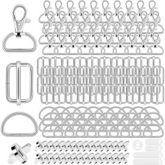 Rotējošas karabīnes āķīši, 150 gabali, atslēgu piekariņš, 25 mm, D-veida gredzeni, bīdāmās sprādzes, magnētiskās pogas, kabatas aizdare, metāla, pusapaļas sprādzes, metāla sprādzes, metāla sprādzes mugursomai, DIY