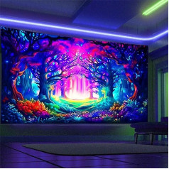Arsey Black Light Tapestry Forest Trippy UV reaktīvie gobelēni Estētisks koks Sienas dvieļi Dekorēšana Dzīvojamā istaba Mākslas sienas dvieļi Krāsains, liels 230 x 180 cm