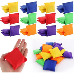 APACALI 36 gabaliņi pupiņu maisu bērniem, 7 x 7 cm, mazi pupiņu maisi, krāsaini pupiņu maisi mešanai izklaidei, sportam, brīvdabas, ģimenes spēlēm, 6 krāsas