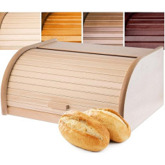 KADAX Plaša eko maizes kaste, izgatavota no augstas kvalitātes koka, ar rullīša vāka priekšējo atloku ilgākam svaigumam