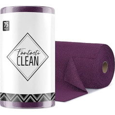 Fantasticlean Mikrošķiedras tīrīšanas lupatiņas, 75 gabali ruļļos, noplēšamas tīrīšanas lupatiņas, atkārtoti lietojamas lupatiņas bez auklām automašīnai, virtuvei un mājai, 30 x 30 cm, tumši violetas krāsas