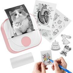 Itari Q02 Mini printeris Facelift T02 termiskais printeris mācību uzlīmju printeris piezīmju printerim dienasgrāmatas piezīmju žurnālam Bluetooth foto printeris viedtālrunim ar 1 ruļļa papīru