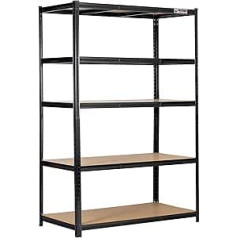 Rhino Racking Heavy Duty 5 līmeņu garāžas plauktu vienība 200kg ietilpība katrā plauktā 1000kg vienībā 180x120x60cm melni regulējami plaukti nojumes plaukts Rack