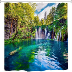 Goodbath Scenic dušas aizkars ūdenskritums, gleznaini rīta skati, 3D Anti-Mould dušas aizkari vannas istabai, 180 x 180 cm