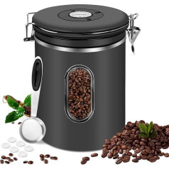 JOLIGAEA Hermētiska nerūsējošā tērauda kafijas kanna, 2,8 l kafijas kanna, uzglabāšanas trauks, kafijas kanna ar CO2 vārstu un datuma displeju vākā - aromātiska, ar mērkaroti, paredzēta kafijas pulverim, tējai,