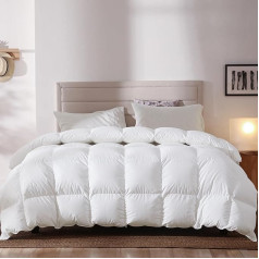 BedFabtasy grezna dūnu sega 240 x 220 cm ar 90 % zosu pūkām un 10 % spalvu, viegla vasaras sega, izgatavota no 100% klusas organiskās kokvilnas auduma, Oeko-Tex 100, ar 