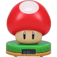 Super Mario Brothers sēņu digitālais modinātājs - oficiāli licencēts Nintendo filmu atribūts ar ieslēgšanas skaņām, bērnu modinātājs un guļamistabas aksesuāri, melns