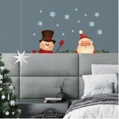 WALPLUS 55 x 90 cm Ziemassvētku rotājumi Sienas uzlīmes Peeking Santa un sniegavīrs Uzlīmes komplekts Sienas mākslas darbi Logu aplīmējumi Displeja uzlīmes Dzīvojamā istaba Pārdošana Atlaižu izpārdošana Mājas Dzīvojamā istaba