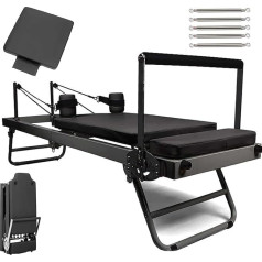 Pilates Reformer mašīna, salokāma Pilates Reformer Core Bed mašīna ar 5 regulējamām atsperēm stiepšanās apmācībai mājas sporta zālē