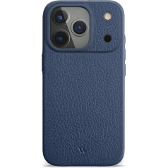 WIIUKA Futrālis iPhone 17 Pro Max, Āda no Vācijas, Ādas īpaši plāns, Premium klases mobilā tālruņa futrālis, Qi, Skiin, zils, pusnakts zils