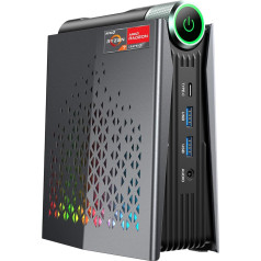 S3A Mini PC 32GB DDR5 5600MHz 1TB NVME PCIe4.0 SSD, AMD Ryzen 7 8745HS (līdz 4,9 GHz) Radeon 780M, mikro dators biznesa/biroja/spēļu datoriem, regulējams 3 režīmos, WiFi 6, 2,5G LAN