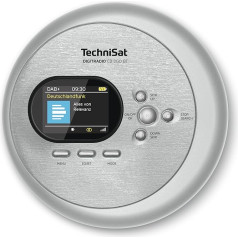TechniSat DIGITRADIO CD 2GO BT pārnēsājamais CD atskaņotājs ar 2 baterijām (Discman, ar MP3 atsākšanas funkciju, Bluetooth, ASP, austiņas ar integrētu antenu, DAB+/FM uztveršana, ekvalaizeris, iecienītākās funkcijas)