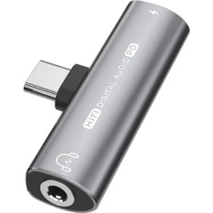 INF USB C uz 3,5 mm austiņu lādētāja adapteris ierīcēm ar USB-C sievišķo ierīci Atbalsta mūzikas atskaņošanu 5cm 1 x adapteris (pelēks)