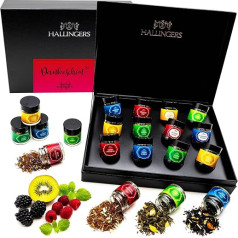 Hallingers Dankeschön - 12 veidu tējas dāvanu komplekts kā pateicība, vegāns un bez glutēna skrūvju burkās (komplekts) - dāvanu idejas Ziemassvētki un dāvanas Adventes kalendārs Dzimšanas diena Apsveicam Atveseļošanās gads