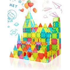 Magnētiskie klucīši, 82 gabali Montessori rotaļlieta no 3 gadiem, 7,5 cm magnēti Bērnu magnētiskās spēles klucīši zēniem meitenēm, magnētiskās spēles sensorā rotaļlieta dāvana bērniem 4 5 6 6 7 8 9 gadi