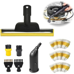 9 gabalu tvaika tīrītāja piederumi Kärcher SC1 SC2 SC3 SC4 SC5, Kärcher tvaika tīrītāja piederumi 1 logu sprausla, 1 sprausla, 2 apaļas birstes, 2 plakanas birstes, 3 mikrošķiedras drānu komplekts tvaika tīrītājs