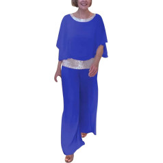 Briskorry Sieviešu divdaļīgs vasaras augšējā kreklu un bikses uzvalks gadījuma Baggy Leisure Suit Sequins Crew kakla Tracksuit komplekts Cuddly Airy Streatwear Elegants joga