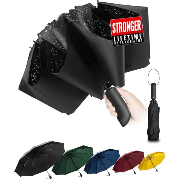 Conlun Kompakter Faltbarer Regenschirm sturmfest- mit Automatik windsicher faltet Sich nach innen für Herren, 210T Gewebe Groß Spannweite, 10 Knochenschirm Weihnachtsgeschenke