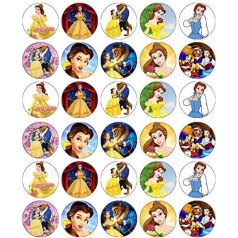 Skaistule un zvērs 30 ēdami vafeļu papīra fejas Cupcake Toppers