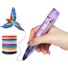 3D pildspalvu komplekts bērniem ar 24 krāsu PLA plastmasas filamentu, ar PLA saderīga 3D drukāšanas pildspalva (violeta)