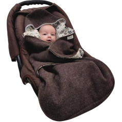 Swaddyl WOLLWALK Swaddling Blanket Baby Seat - zīdaiņu sega - Maxi-Cosi sega - rotaļu sega bērnu ratiņiem - no 100% vilnas (Brown Flowers)