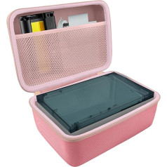 Khanka Liene fotoprintera viedtālrunim 10 x 15 cietais futrālis, somiņa ar tīklveida nodalījumu Liene DHP513 4 x 6 collu piederumiem, tikai somiņa (rozā)