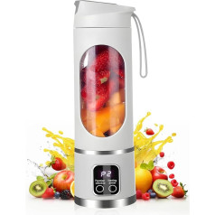 Ubdrud portatīvais blenderis, 12 asmeņu sulu spiede sulu kokteiļiem un smūtijiem 450 ml mini blenderis ar LED displeju, uzlādējams mājām, sportam, brīvdabai