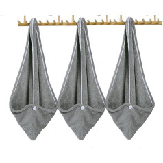 Bellque Mikrofaser-Handtuch für Damen, langes Haar, 3 Stück, super drošfähig, zum Trocknen der Haare, superweich, groß, nasses Haar, Handtuch für Kinder und Frauen.
