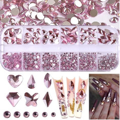 BELICEY Pinke Nagelkunst-Strasssteine für Nagelkristalle, Dekoration, Herzen, Schmetterling, Charm, Nagel-Dimond, Edelsteine für Nagelkunst, Juwelen, DIY, Makaup, Handwerk, Kleidung