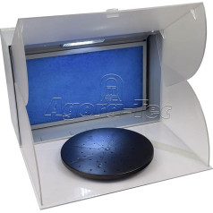 Agora-Tec® AT-ASK-01 Airbrush Spray Booth Ekstrakcijas sistēma ar 4,3 m³ ekstrakcijas veiktspēju ar tikai 52 dB, ieskaitot apgaismojumu un pagrieziena galdu kā piederumus un krāsu kabīni aerogrāfisko modeļu izgatavošanai