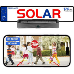 GREENAUTO Solar WiFi reversēšanas kamera, 1 minūšu DIY reversēšanas kamera ar G-sensoru, HD 1080P 170° platleņķa IP69K ūdensnecaurlaidīga nakts redzamība ar zvaigžņu gaismu iOS Android, autostāvvietas palīgs automašīnai, SUV, furgonam