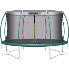 Ultrasport Deluxe batuts, diametrs 244/305/366/430 cm, TÜV Rheinland + GS sertificēts, komplekts, apaļais dārza batuts, ietilpst polsterēti stabi, aizsargtīkls un malu pārvalks