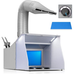 VIVOHOME Airbrush ekstrakcijas sistēma Spray Cabin Double Fan ar 4 LED apgaismojumu ar krāsu un smidzināšanas pistoles statīviem Rotācijas galds un filtra sūklis modeļu veidošanai Cake Nail Toy Painting Work