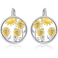 VENACOLY Sieviešu auskari ar saulespuķēm, 925 sudrabs, sudrabs, bez dārgakmens