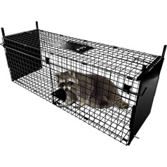 Dzīvnieku būris slazds 80 x 33 x 27 cm Divdurvju dzīvnieku būris slazds Metāla slazds būris Humāns dzīvu dzīvnieku slazds trušiem, klaiņojošiem kaķiem, vāverēm, jenotiem, kurmjiem, susuriem, oposomiem