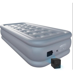 HikerSKY pašpiepūšamā gaisa gulta 1 personai ar bezvadu akumulatora sūkni un auduma virsmu (pelēka, 192 x 99 x 45 cm)