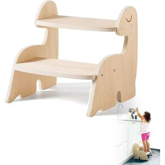 Promise Babe Montessori koka mācību tornis bērniem, pret sienas plauktu, skapis, dinozaurs, bērnu pakāpiens, 2 līmeņi, bērnu mēbeles, dzīvnieks, Dino koka pakāpiens, bērnu, mazuļu, mazuļu mēbeles