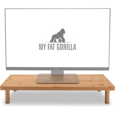 My Fat Gorilla - Bambusa monitora statīvs, ergonomisks monitora statīvs, koka monitora statīvs, 100% bambusa ekrāna statīvs, XL monitora statīvs, galda plaukts smagam ekrānam