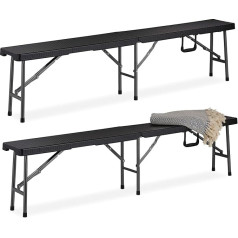 Relaxdays Alus sols, 2 komplekti, saliekams soliņš terasei un dārzam, plastmasas, kempinga sols, 43 x 179 x 24,5 cm, melns