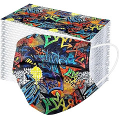 Bumplebee, bērnu sejas maskas ar krāsainu motīvu, mutes un deguna aizsardzība, ar multfilmas apdruku, elpojoša maska, 50 gab. iepakojumā - Daudzkrāsains (daudzkrāsains C)