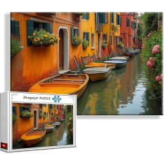 Puzle Ainava Venēcija 1000 gabaliņu Liela XXL 75 x 50 cm, Mozaīkas Māksla Neiespējami Pieaugušajiem Izaicinoša, Klasiskā Puzle Pieaugušajiem, Zēns, Meitene, Prasmju spēle visai ģimenei K-7