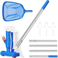 BLIKA modernizēts peldbaseina putekļsūcējs un baseina skimmera tīkla komplekts ar 4 stieņa sekcijām 160 cm, virszemes baseina putekļsūcējs ar birsti un tīklu, rokas putekļsūcējs