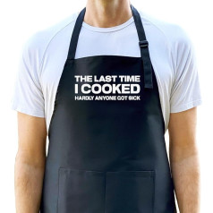 Pēdējo reizi, kad es gatavoju, diez vai kāds saslima Priekšauts Smieklīgs priekšauts vīriešiem Grilēšanas priekšauts Pavārmākslas priekšauts tētim Smieklīgs priekšauts vīriešiem