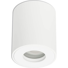 10er Set Aufbaustrahler IP44 Bad Außen rund Badezimmer Einbauleuchte Rahmen mit GU10 LED, Farbe:Weiß, Lichtfarbe:neutralweiß, Watt:1.2 Watt