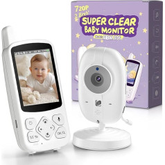 VSIFEHSO Bērnu monitori ar kameru 2,8 collu bērnu monitori 720p bērnu telefons Digitālā tālummaiņa Divvirzienu audio VOX režīms Nakts redzamība Temperatūras uzraudzība Lullaby modinātājs