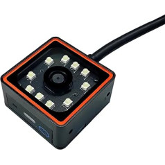 HDWR HD360 Rūpnieciskais 1D/2D QR un svītrkodu skeneris, stacionārs USB, automātiska skenēšana, alumīnija korpuss, IP65, ideāli piemērots ražošanas līnijām, ātrdarbīga nolasīšana, ārējās ierīces