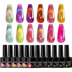 Nagu komplekts | Fruit Cat's Eye Damen -Nagellack | Nagelmagnetische Gel | Off Nails Art Salon | 12 Stücke Maniküre Fingernagelkunstzubehör Für Frauen Mädchen Reisen Hochzeitsfeier Salon Zuhause