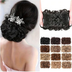 Unordentlicher Haarknoten Messy Dish Haarknoten-Verlängerung, kurzwellig, lockig, leicht dehnbare Haarkämme, Clip-in-Pferdeschwanz-Verlängerung Pferdeschwanz-Haarteil für den täglichen Gebrauch(28#)
